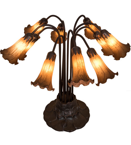 22"H Amber Pond Lily 10 Lt Table Lamp