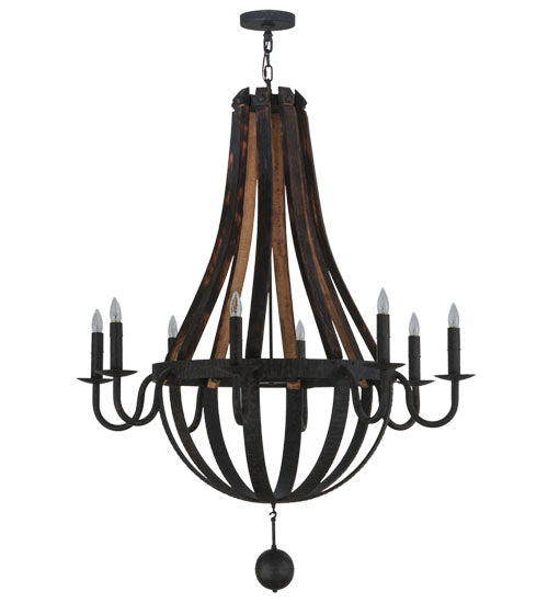 45"W Barrel Stave Madera 8 Lt Chandelier