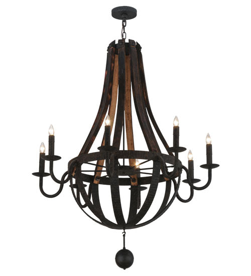 45"W Barrel Stave Madera 8 Lt Chandelier