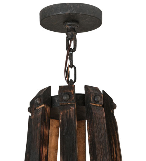 45"W Barrel Stave Madera 8 Lt Chandelier