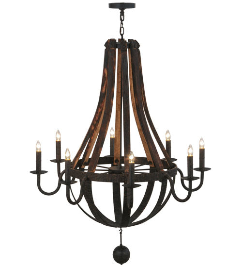 45"W Barrel Stave Madera 8 Lt Chandelier