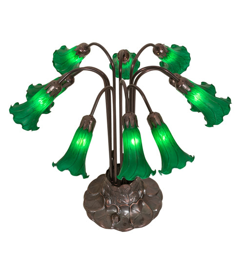 22"H Green Pond Lily 10 Lt Table Lamp