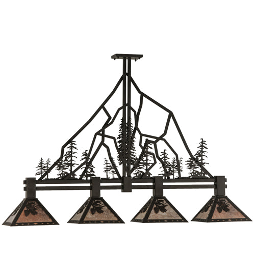 60" Long Tall Pines 4 Light Island Pendant