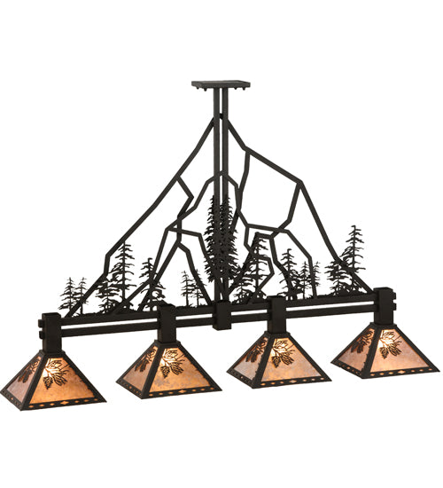 60" Long Tall Pines 4 Light Island Pendant