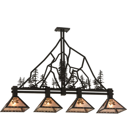 60" Long Tall Pines 4 Light Island Pendant