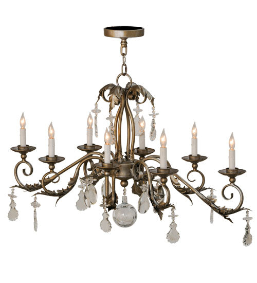 44" Long Windsor 8 Light Oblong Chandelier