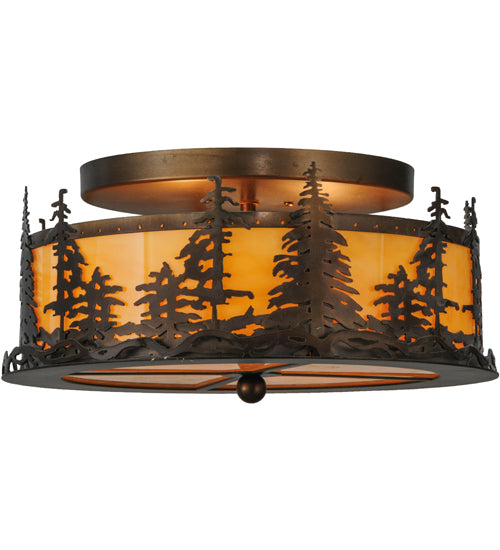 16" Wide Tall Pines Flushmount