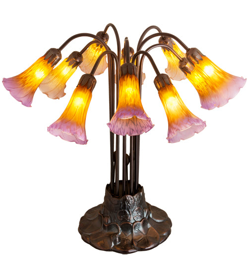 22"H Amber/Purple Pond Lily 10 Lt Table Lamp