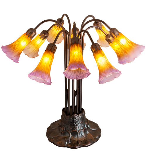 22"H Amber/Purple Pond Lily 10 Lt Table Lamp