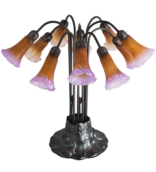 22"H Amber/Purple Pond Lily 10 Lt Table Lamp