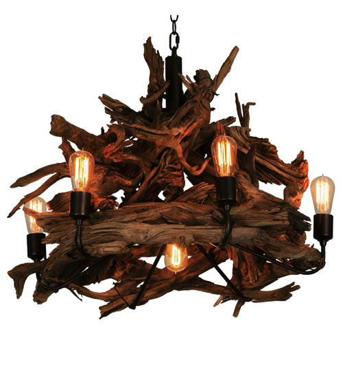 30" Wide Driftwood 7 Light Chandelier