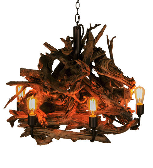 30" Wide Driftwood 7 Light Chandelier