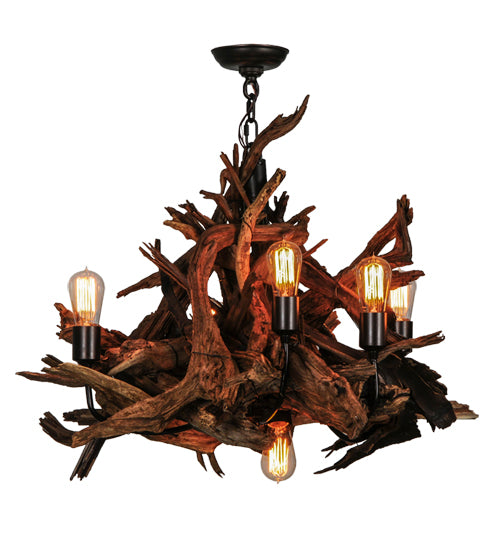 30" Wide Driftwood 6 Light Chandelier