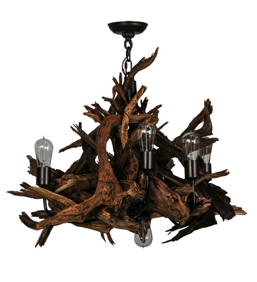 30" Wide Driftwood 6 Light Chandelier