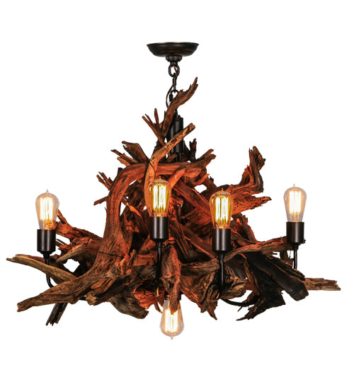 30" Wide Driftwood 6 Light Chandelier