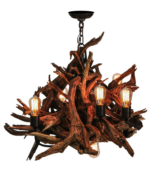 30" Wide Driftwood 6 Light Chandelier