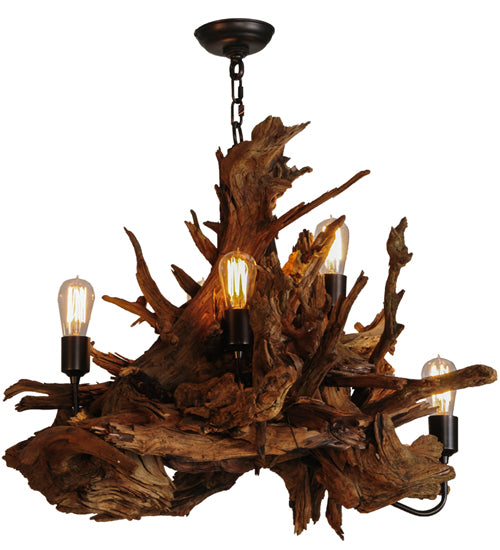 30" Wide Driftwood 5 Light Chandelier