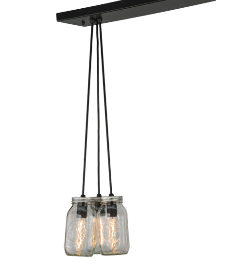 48" Long Mason Jar 6 Light Island Pendant