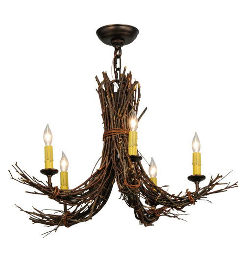 28" Wide Twigs 5 Light Chandelier