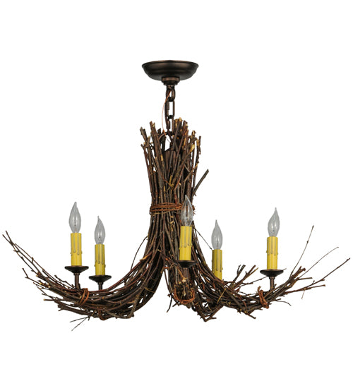 28" Wide Twigs 5 Light Chandelier