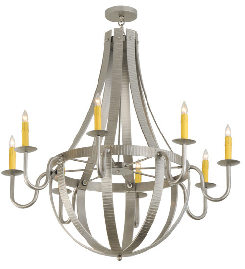 48"W Barrel Stave Metallo 8 Lt Chandelier