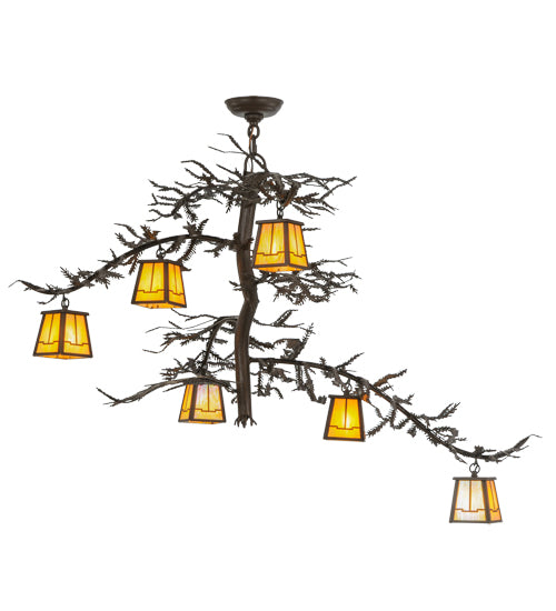 45"W Pine Branch Valley View 6 Lt Chandelier