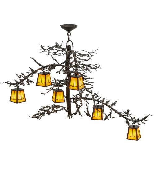 45"W Pine Branch Valley View 6 Lt Chandelier