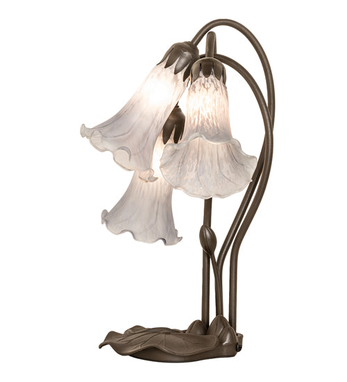 16" High Gray Tiffany Pond Lily 3 Light Accent Lamp