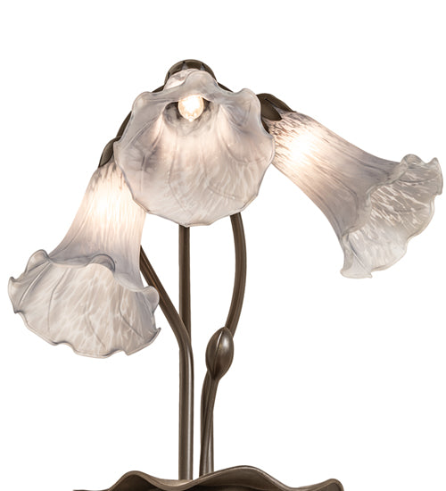 16" High Gray Tiffany Pond Lily 3 Light Accent Lamp