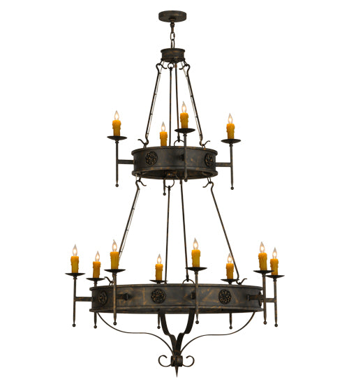 48"W Lorenzo 12 Lt Two Tier Chandelier