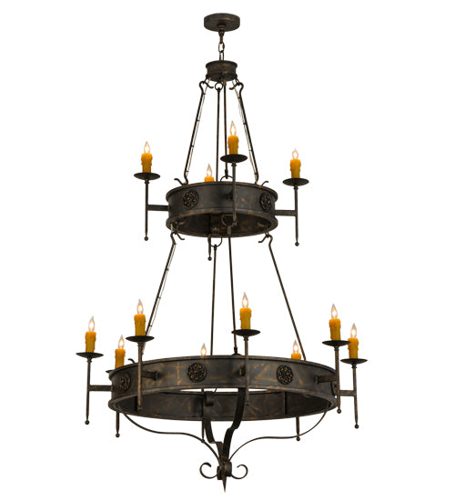 48"W Lorenzo 12 Lt Two Tier Chandelier