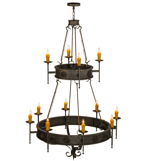 48"W Lorenzo 12 Lt Two Tier Chandelier