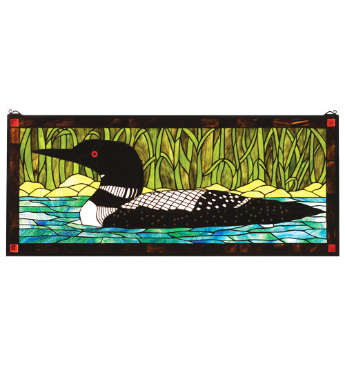 40"W X 17"H Loon Stained Glass Window