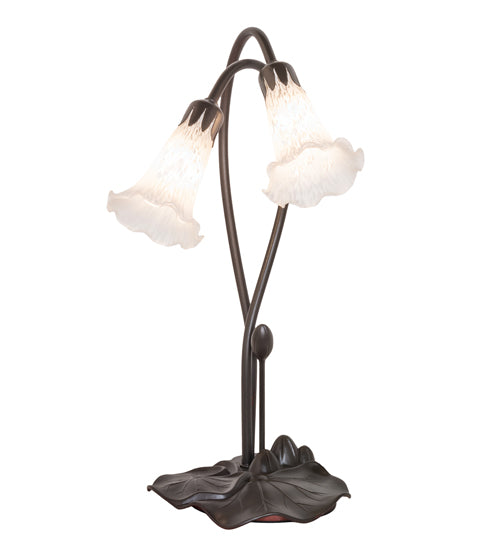 16" High White Pond Lily 2 Light Accent Lamp