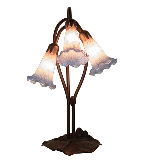 16" High Pink/Blue Tiffany Pond Lily 3 Lt Accent Lamp