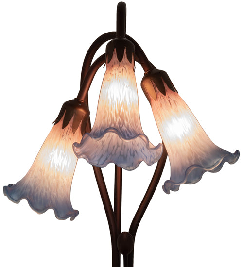 16" High Pink/Blue Tiffany Pond Lily 3 Lt Accent Lamp