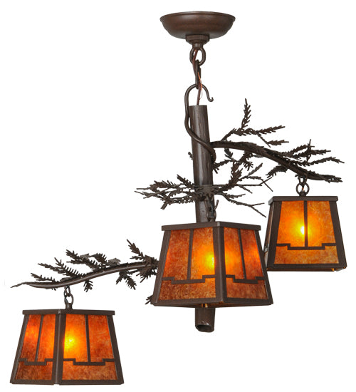 28"W Pine Branch Valley View 3 Lt Chandelier