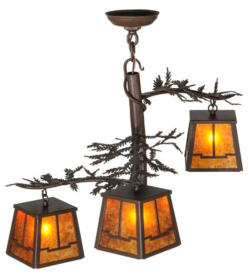 28"W Pine Branch Valley View 3 Lt Chandelier