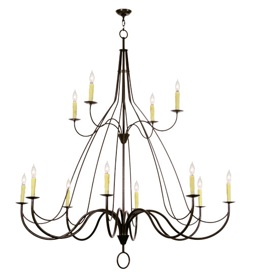 68" Wide Bell 12 Light Two Tier Chandelier