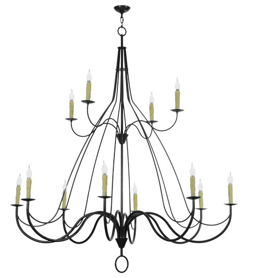 68" Wide Bell 12 Light Two Tier Chandelier