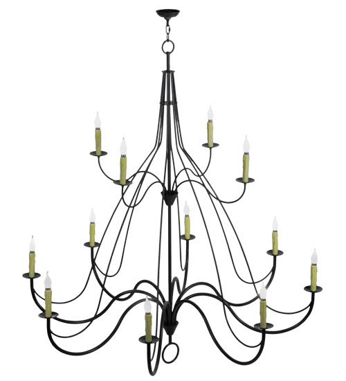 68" Wide Bell 12 Light Two Tier Chandelier