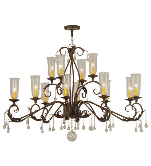 62" Long Windsor 14 Light Oblong Chandelier