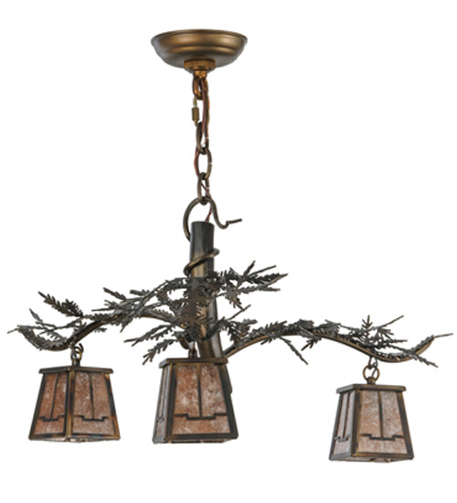 24"W Pine Branch Valley View 3 Lt Chandelier