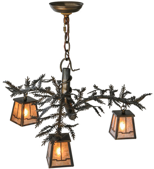 24"W Pine Branch Valley View 3 Lt Chandelier