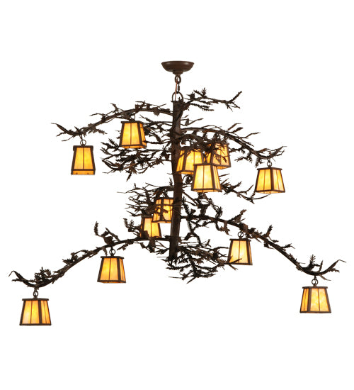 50"L Pine Branch Valley View 12 Lt Chandelier