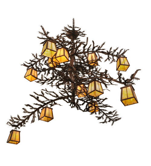 50"L Pine Branch Valley View 12 Lt Chandelier