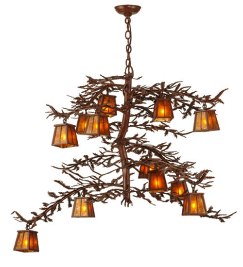 48"W Pine Branch 12 Lt Chandelier