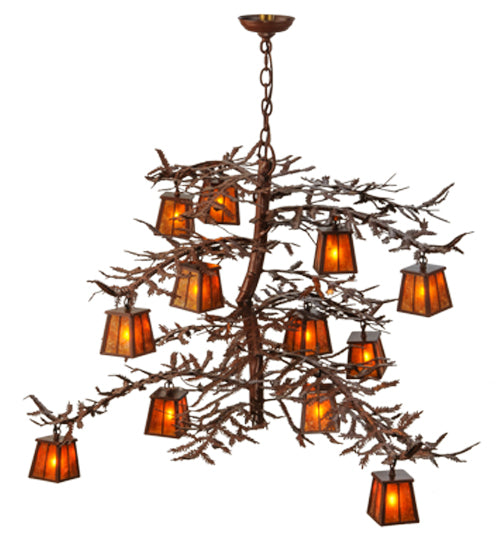 48"W Pine Branch 12 Lt Chandelier