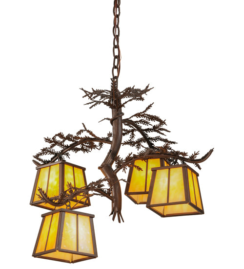 28"W Pine Branch 4 Lt Chandelier