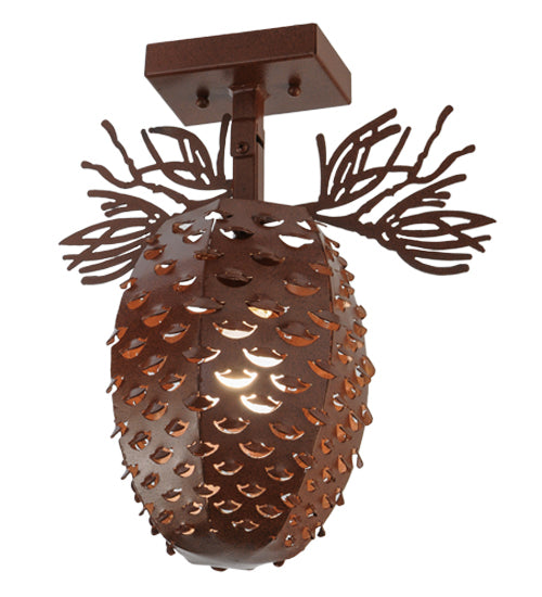 14" Wide Stoneycreek Pinecone Semi-Flushmount